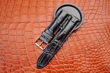 Handmade Black Genuine Crocodile SKIN Leather Watch Strap Band Quick Release F2