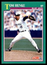 1991 Score Tom Henke Toronto Blue Jays #579