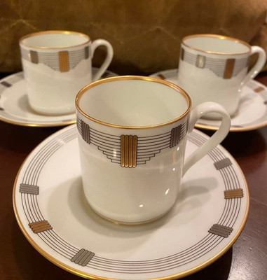 Christian Dior Godron Tea Cup Set of 3 Porcelain Luxury Tableware Collectible