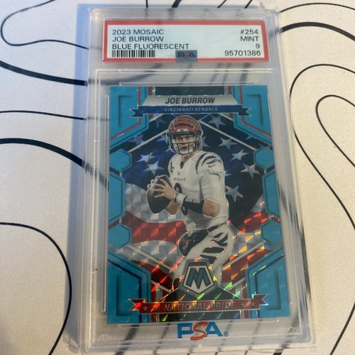 2023 Panini Mosaic National Pride Joe Burrow Blue Flourescent #6/15 PSA 9 MINT