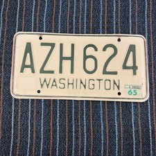 1965 Washington License Plate AZH 624