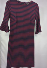 Banana Republic Striped Flare Sleeve Purple Sheath Dress Size 4 Back Zip EUC!