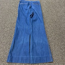 True Vintage 1970s Denim Flare Pants Blue Navy Spiegel Size 32x31 Belted