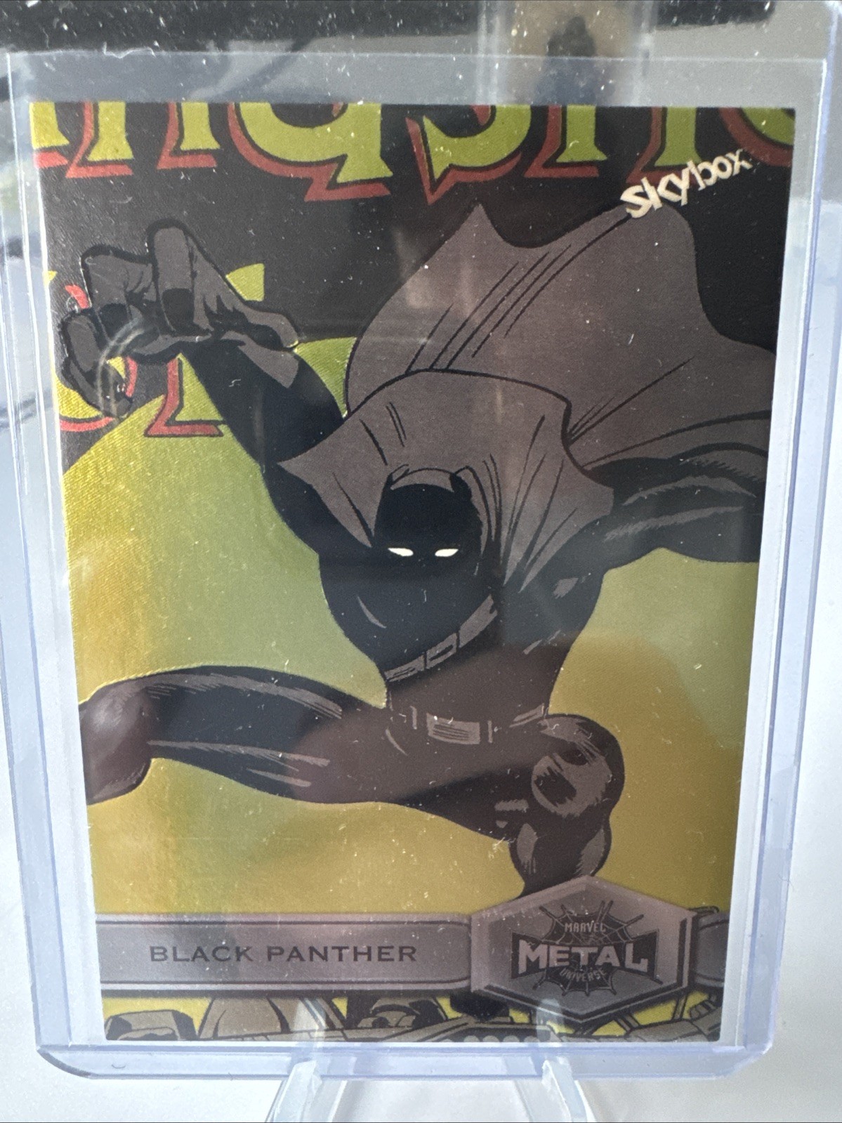 2021 Skybox Metal Universe Marvel Spider Man Black Panther Gold Light FX #111