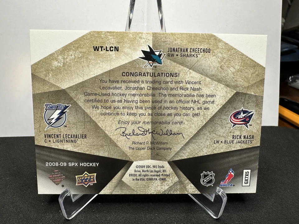 2008/09 SPX Hockey Lecavalier-Cheechoo-Nash Winning Trios /99 #WT-LCN - Image 2 of 2
