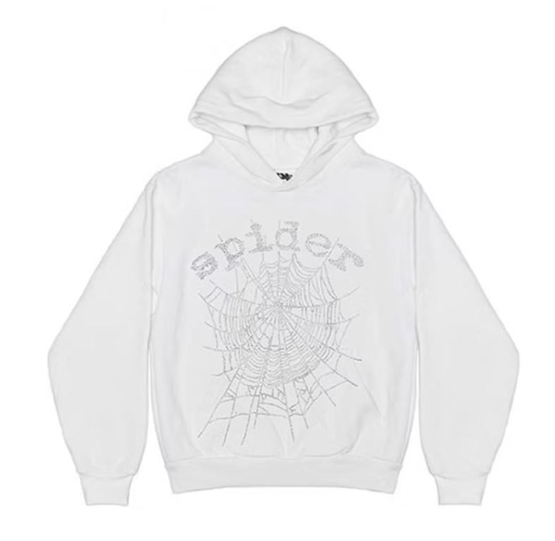 Sp5der Spider OG Web Rhinestone WHITE SIZE XL Hoodie Pullover NEW