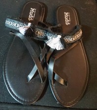 NEW MUDD Boho Flip Flop Sandal Thong Flats w/Tassel Black Size Large 9/10 WOMENS