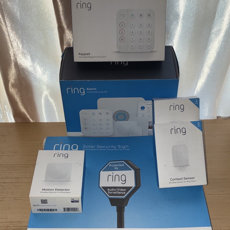Ring Alarm Home Security Kit w/ Keypad, Motion, Contact Sensor & Solar Sign