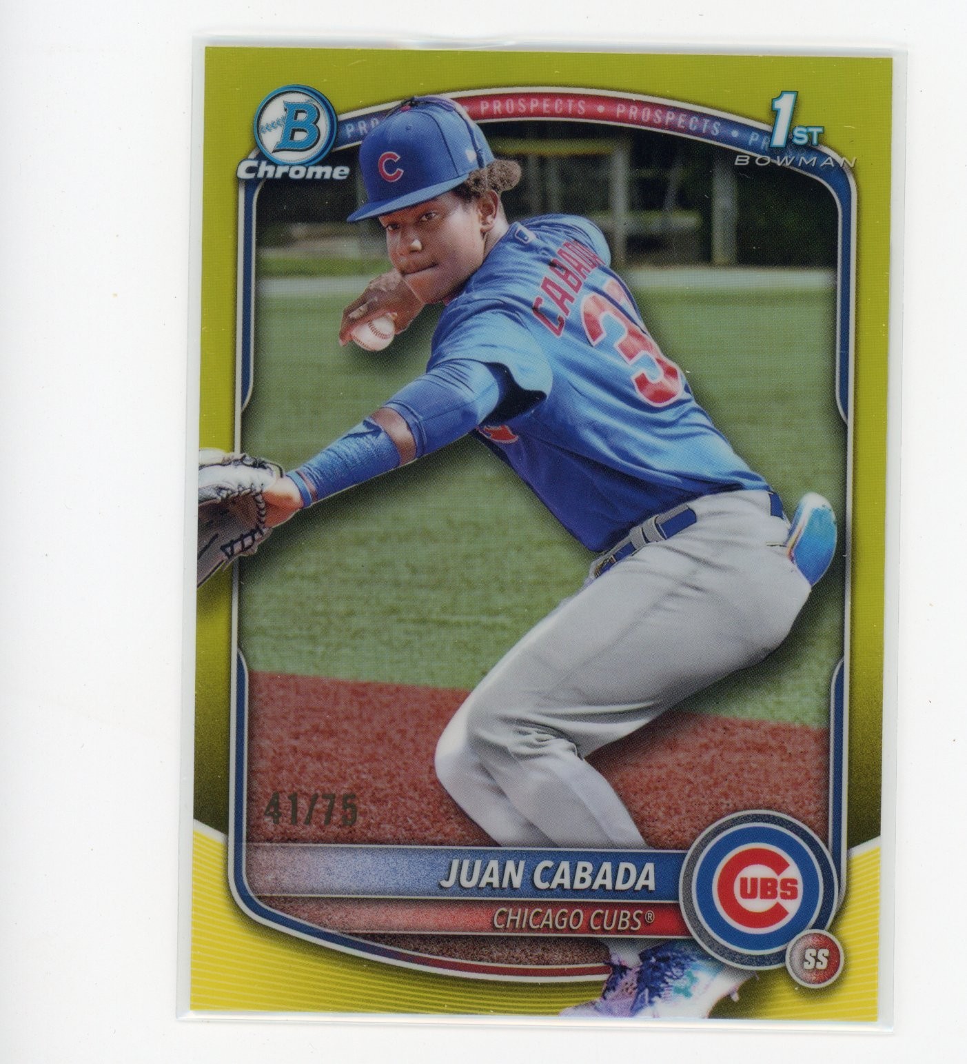 2025 Bowman Chrome Juan Cabada 1st Prospect Yellow Refractor #41/75 (CC)