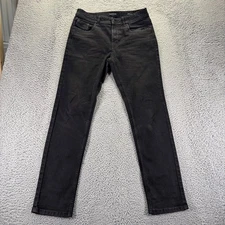 Kenneth Cole Jeans Mens 32x32 Black Dark Wash Cotton Stretch Tapered Fit Denim