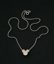 Vintage Mickey Mouse Head Silver Tone Slide Pendant Necklace