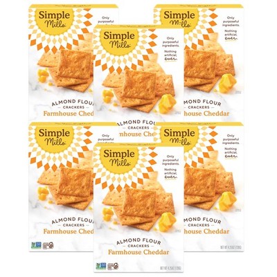 Simple Mills Farmhouse Cheddar Almond Flour Crackers, Gluten Free, Flax Seed,...