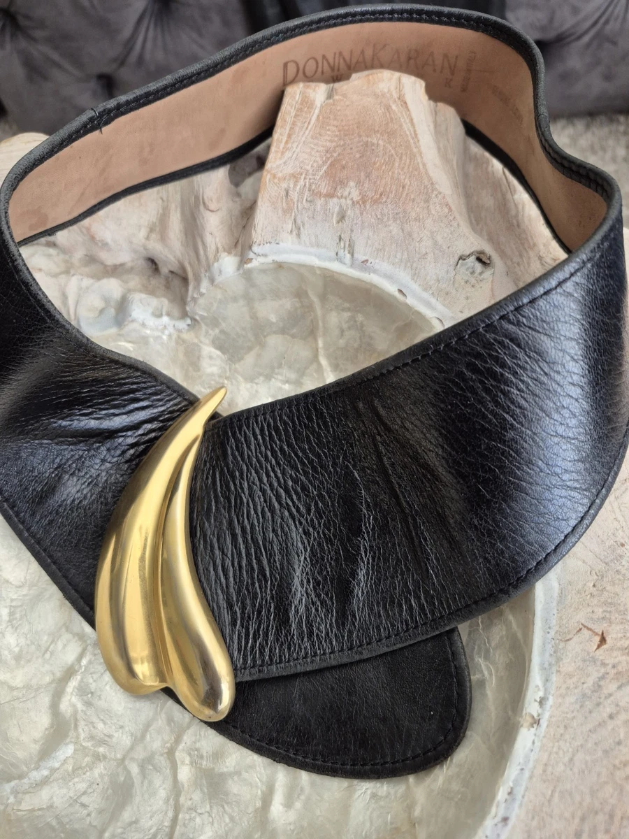 ?VTG Donna Karan Black Leather Statement Belt with Gold Accent? Donna Karan | Accessories | Vtg Donna Karan Black Leather  main image 4