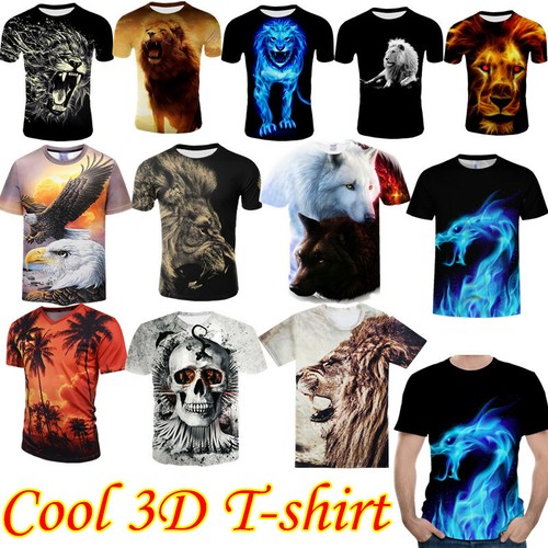 Fashion Men Funny Lion 3D Print T-Shirt 