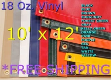 10' x 12' 18 Oz Waterproof Heavy Duty Vinyl Tarp - Truck Trailer Equipment Cover