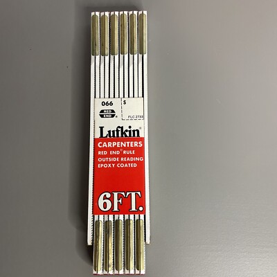 Lufkin 066 Carpenter Folding 6 Ft. Rule Red End, Epoxy Coated, Vintage