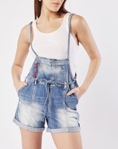Plage De Jour Embroidered Denim Dungarees - Size 8 . New & Tagged