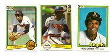 1981, 1982, 1983 Donruss Rod Carew #169,216,90 Angels NM/MT 3 Cards