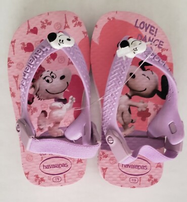 Havaianas Babies Kids Size 5c 19 Flip Flops Snoopy Heart Love Dance Pink New Ebay