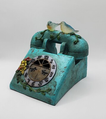 Rare Vintage Retro Resin Landline Phone Antique Home Deco Floral Birds Beautiful