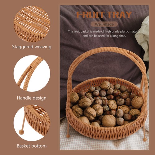 Wicker Storage Basket Bread Basket Tray Fruit Basket Snack Nuts Basket - Picture 8 of 12