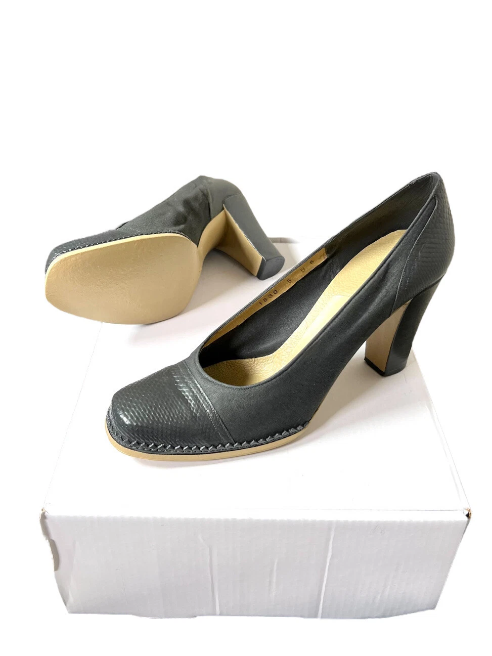 Tissu Dior cuir de serpent gris 3 pouces talons taille 6