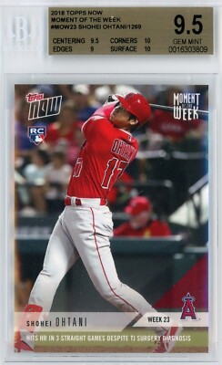 2018 TOPPS NOW MLB 23 SHOHEI OHTANI RC MOMENT OF THE WEEK BGS GEM 