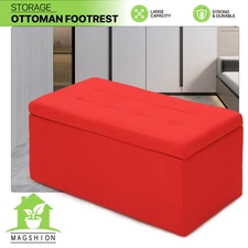 Rectangular Storage Fabric Ottoman Bench Living Room Bedroom End of Bed Storage