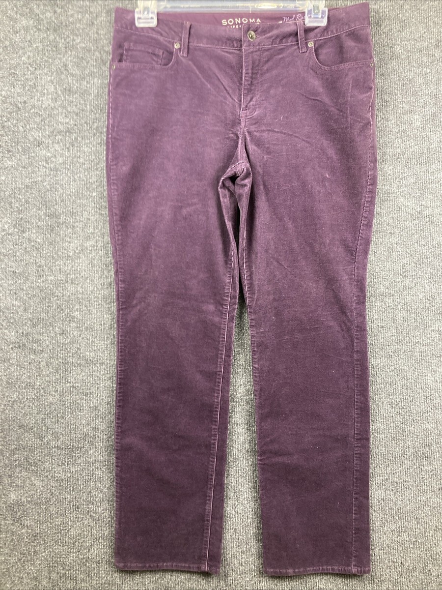 Sonoma Womens Size 14 Purple Plum Midrise Straight Leg Corduroy