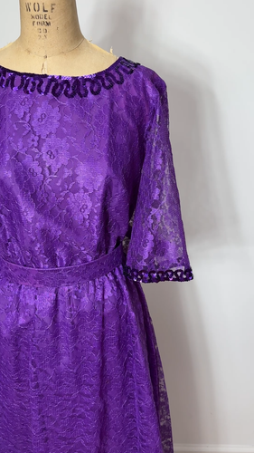 1980s purple lace formal dress by Mike Benet Plus Size - Video 1 of 1
