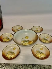 German Porcelain 9” Serving Bowl With (6) 5” Individual Serving Bowls.