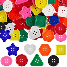 150 Pieces Big Bright Buttons for Kids 8 Vivid Colors and 8 Large Shapes for ...