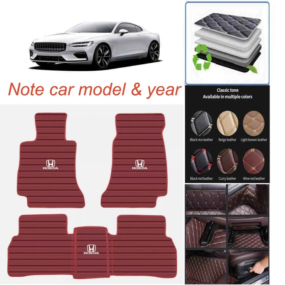 For Honda All Weather Car Floor Mats Luxury Custom Liners Auto Pads Waterproof Foto 4 de 4