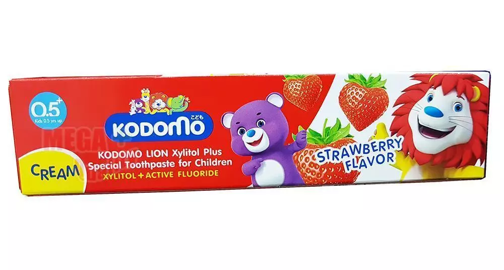65g. KODOMO LION STRAWBERRY Flavour Xylitol Plus Special Toothpaste for Children