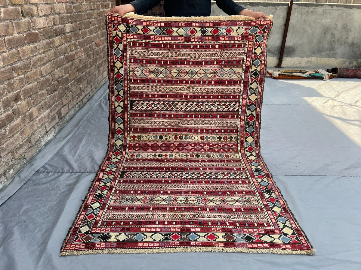 Grand Tapis Kilim Ancien Turc - Laine - Motifs Tribaux - XIXème Siècle - Fait Main