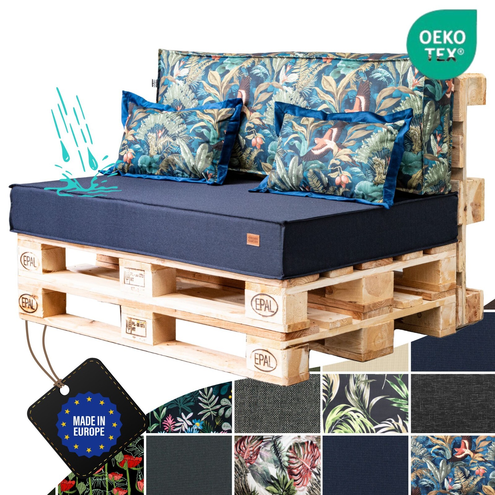 Wasserdichte Palettenkissen - Sitzkissen für den Garten, Hartschaummatratze