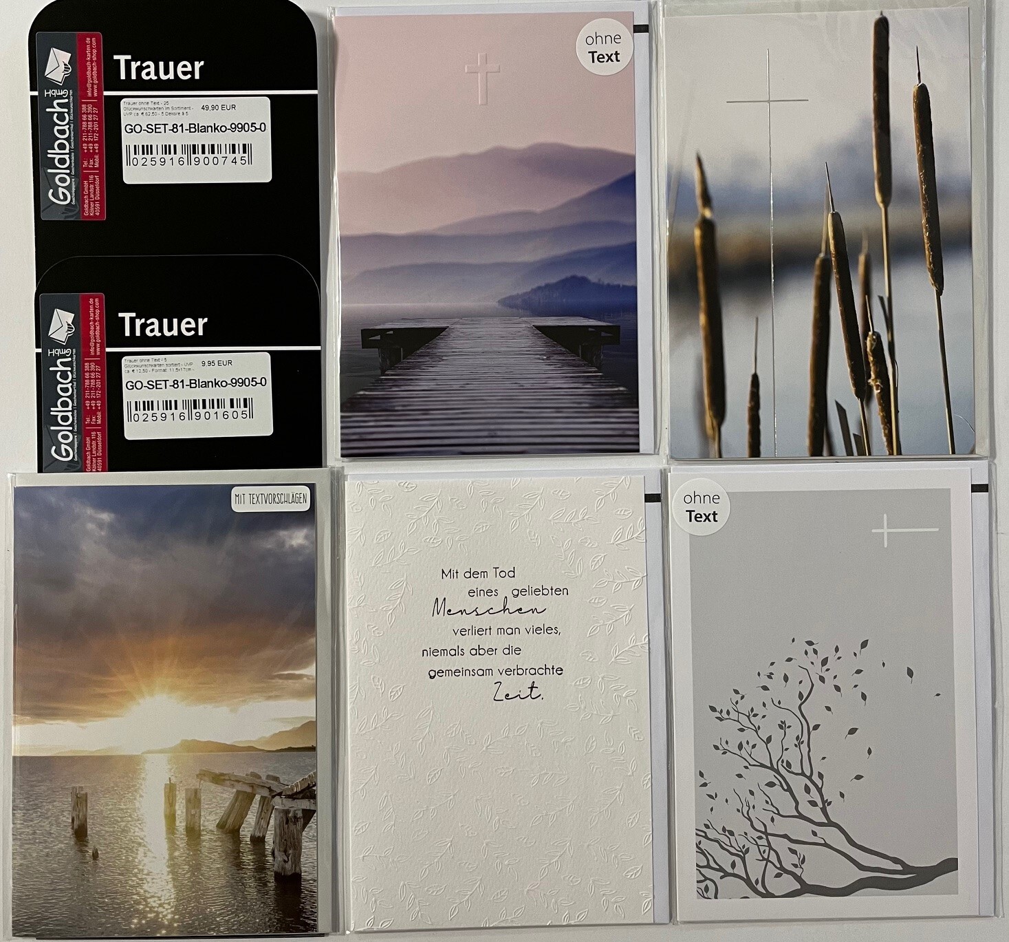 Trauer ohne Text - 5 Beileidskarten sortiert - UVP ca. € 12,50 - Format: 11,5x17