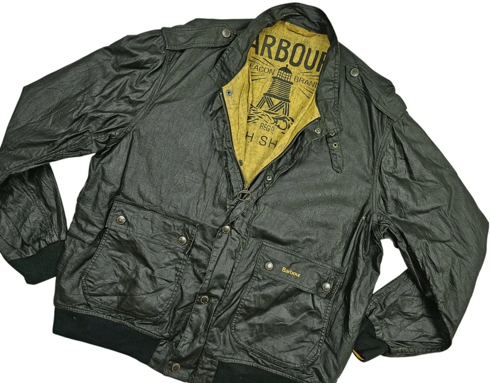 HOT Men BARBOUR T538 DURALINEN BOMBER BEACON SOUTH SHIELD BLACK COATED Jacket XL - Image 2 of 4