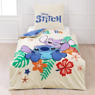 Disney Lilo & Stitch Aloha Kinder Bettwäsche 80x80 + 135x200 cm 100% Baumwolle