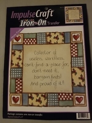 Phrase Iron On Transfer  Impulse Craft 8 x 9'' New