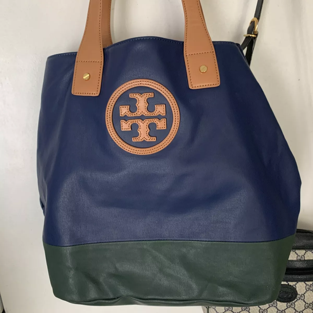 Tory Burch Blue and green Tote Bag.