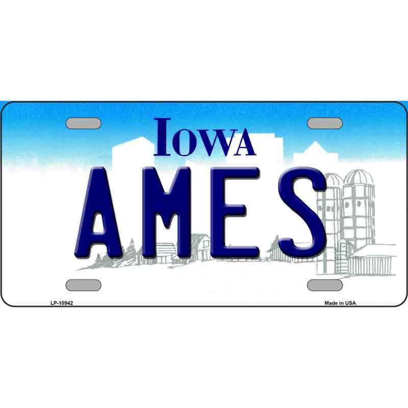 Ames Iowa Novelty Metal Vanity License Plate Tag LP10942 eBay