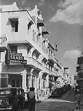 8" x 10" 1941 Photo San Juan, Puerto Rico. A street in the shopping district