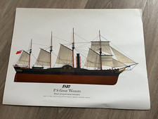 large vintage 1970s colour print titled " p.s. great western " brunel