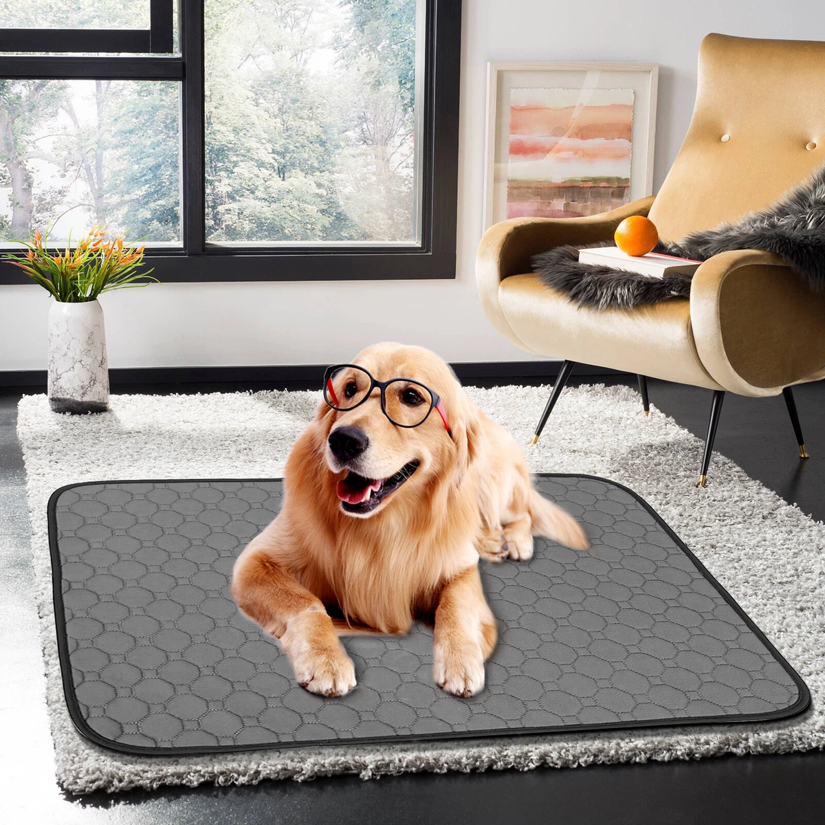 Waterproof Dog Food Mat Washable Dog Pee Pads Non-slip Absorbent