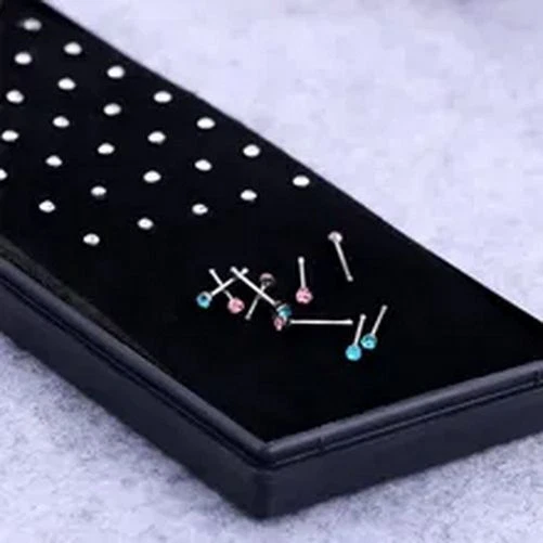 Crystal Rhinestone Nose Stud - Stainless Surgical Nose Piercing Ear Bone Earring - Image 3 of 4