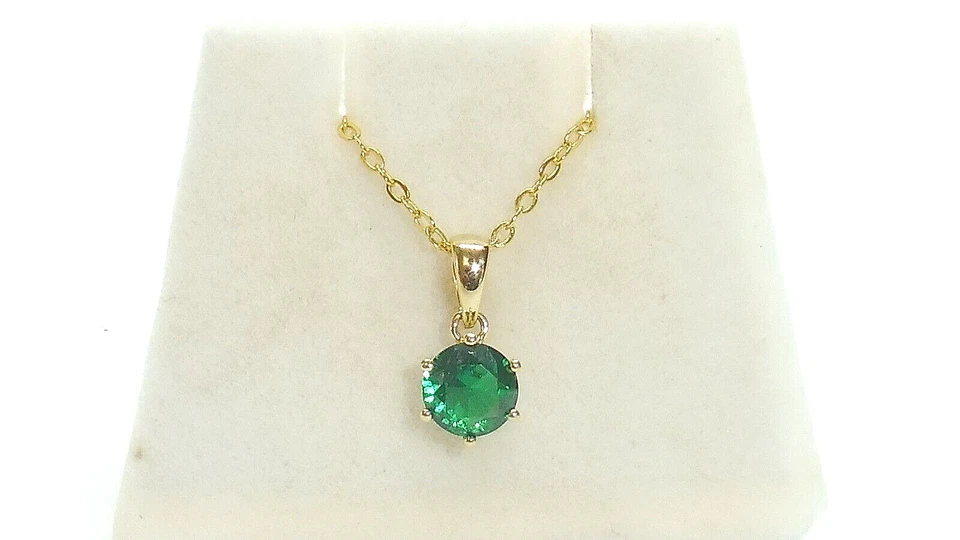 Ladies 18 Carat Solid Gold Brilliant Cut 0.75 Carat Emerald Solitaire Pendant — 第 3/4 张图片