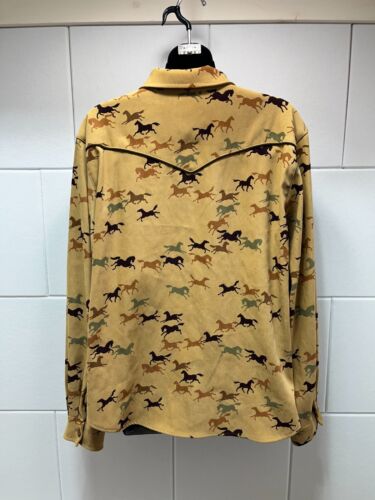 Langarm Pferdedruck Westernhemd mit durchgehendem Reißverschluss Studio West Vintage Damen XL - Bild 2 von 4