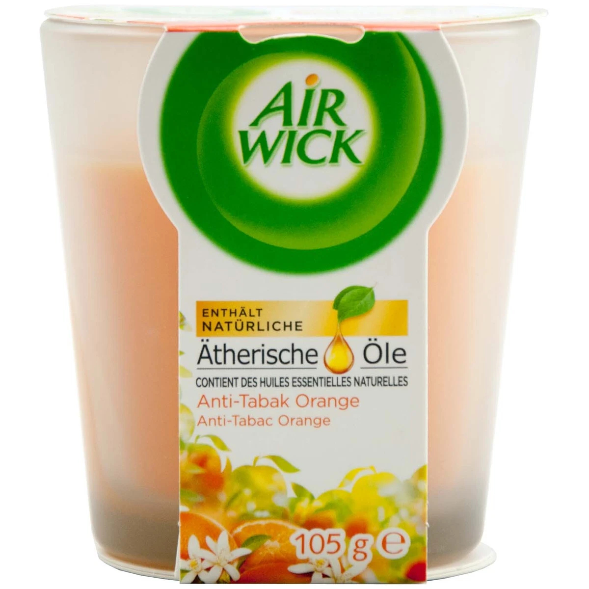 Air Wick Scented Candle Anti-tabac Orange 1 X 3.7oz up To 20 Hours Burning  Time