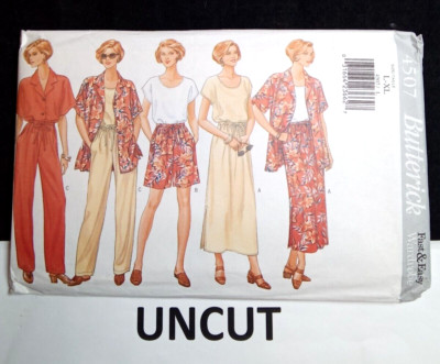 BUTTERICK UNCUT Easy Vtg Pattern 4507 Misses L XL Skirt Pants Top Shorts Shirt